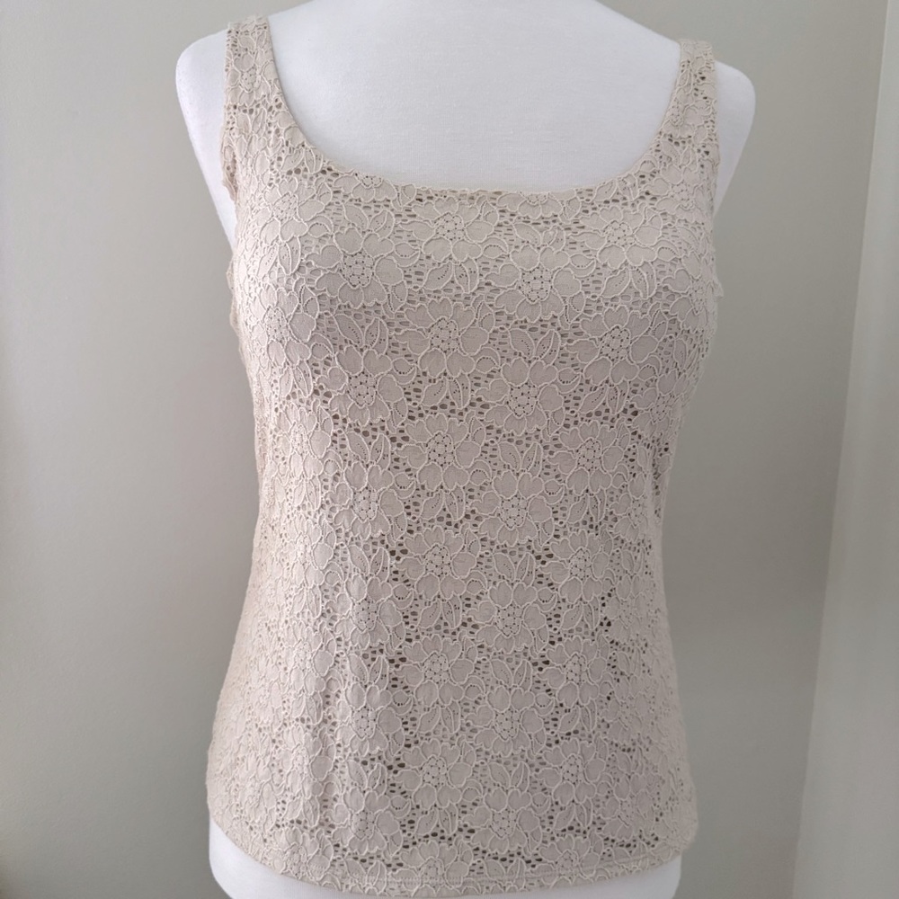 WHBM Lace Overlay Tank